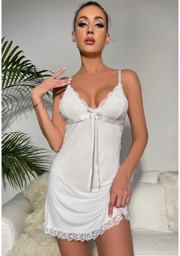 Midnight Lace Nightdress - White color thumbnail