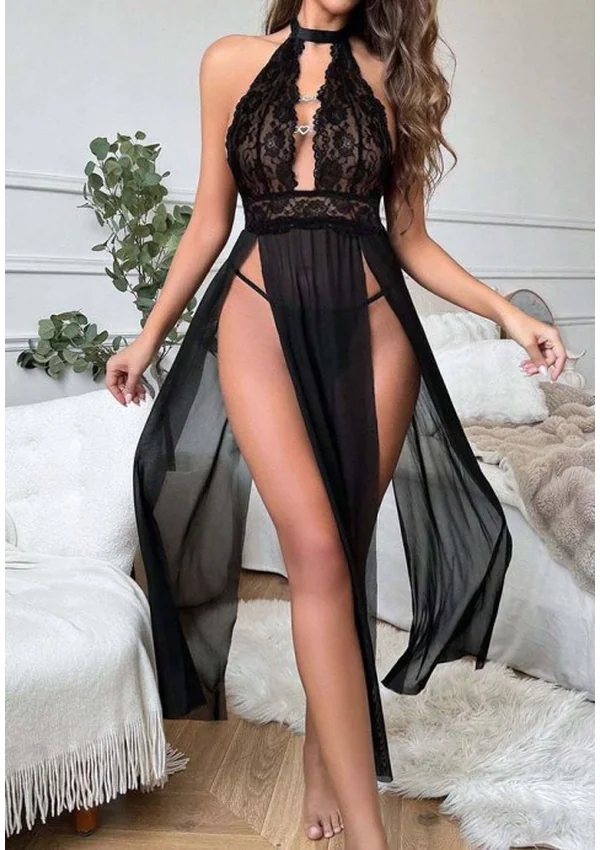 Allure Sheer Gown - Black color thumbnail