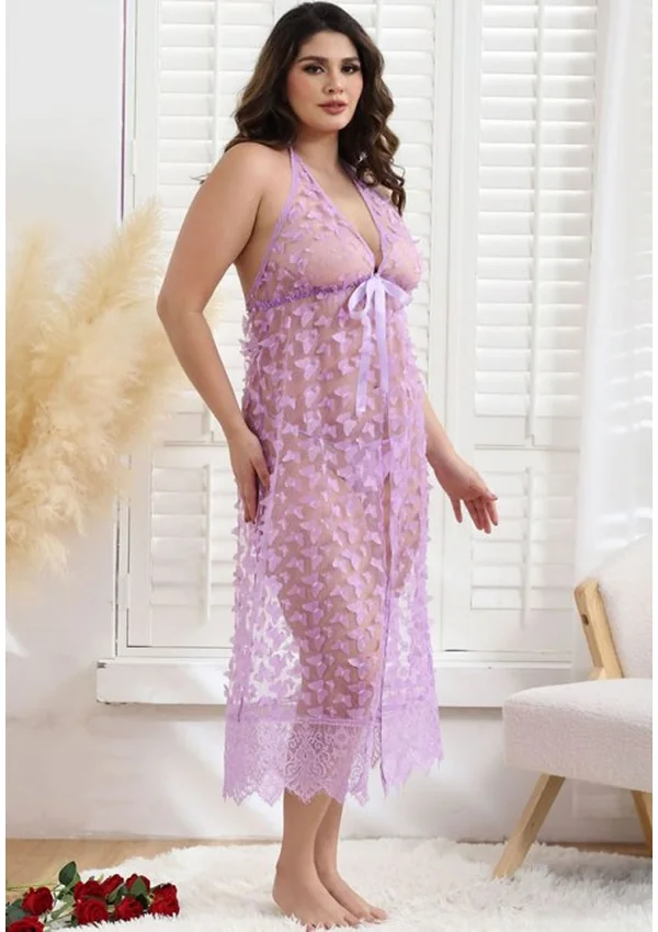 Butterfly Whisper Plus Gown - Light Purple color thumbnail