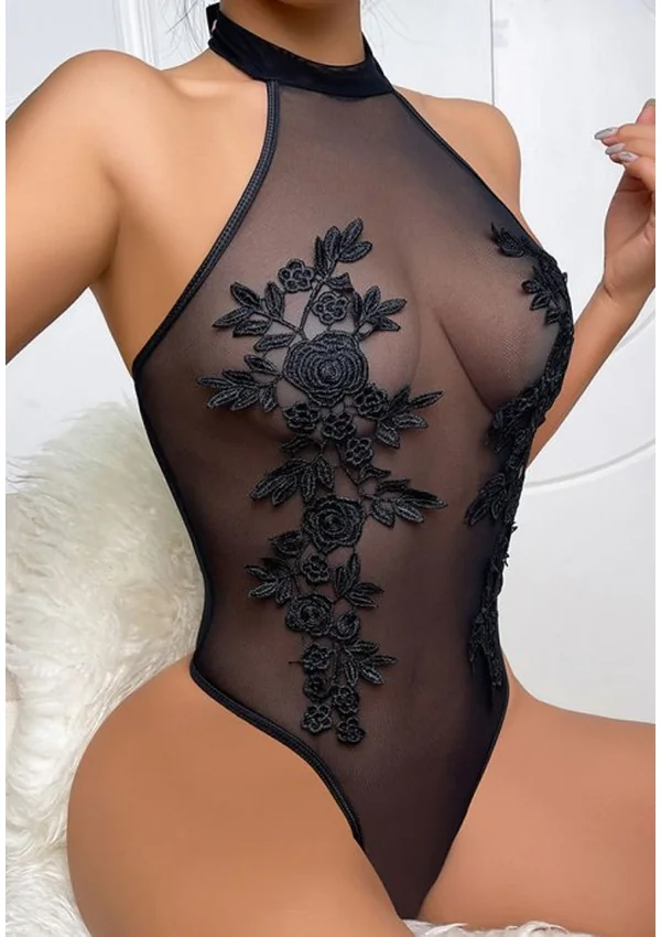 Black Embroidered Teddy - Product image 1