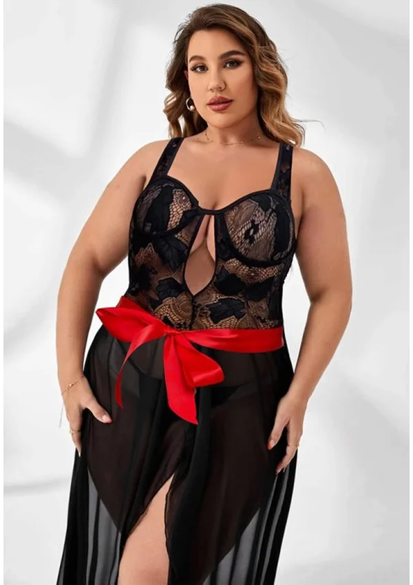 Midnight Bow Elegance Plus Gown - Black color thumbnail