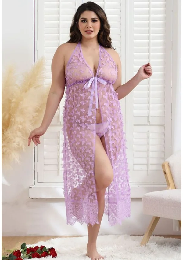 Butterfly Whisper Plus Gown - Light Purple color thumbnail