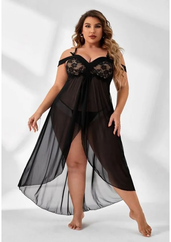 Moonlit Desire Plus Gown - Black color thumbnail