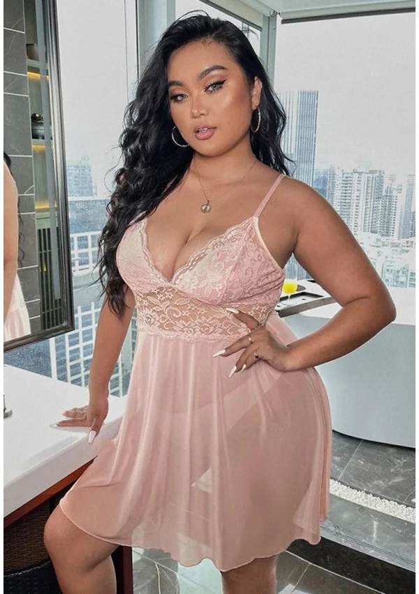 Azure Elegance Plus Nightdress - Beige color thumbnail