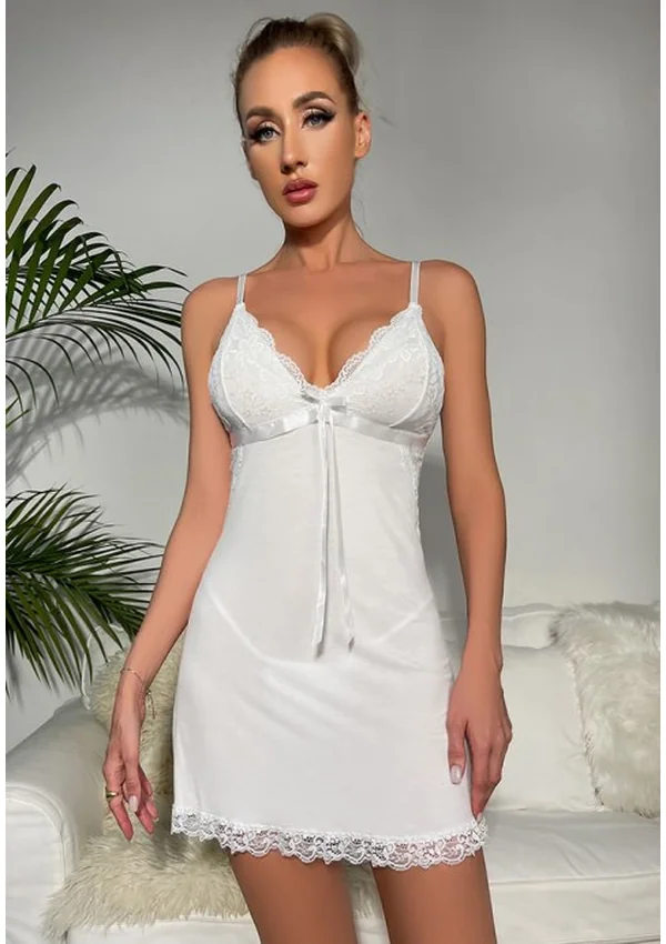 Midnight Lace Nightdress - White color thumbnail