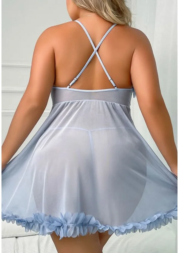 Dreamy Petal Sheer Plus Nightgown - Blue color thumbnail