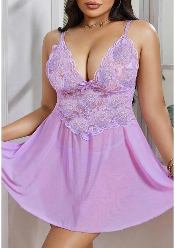 Lavender Lace Desire Plus Babydoll - Lavender color thumbnail