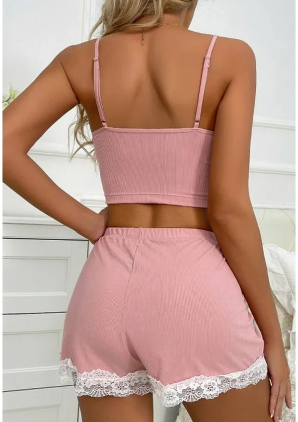 Luxe Lace Lounge Set - Pink color thumbnail