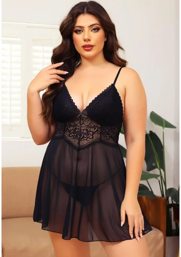 Midnight Charm Lace Plus Nightgown - Product image 2