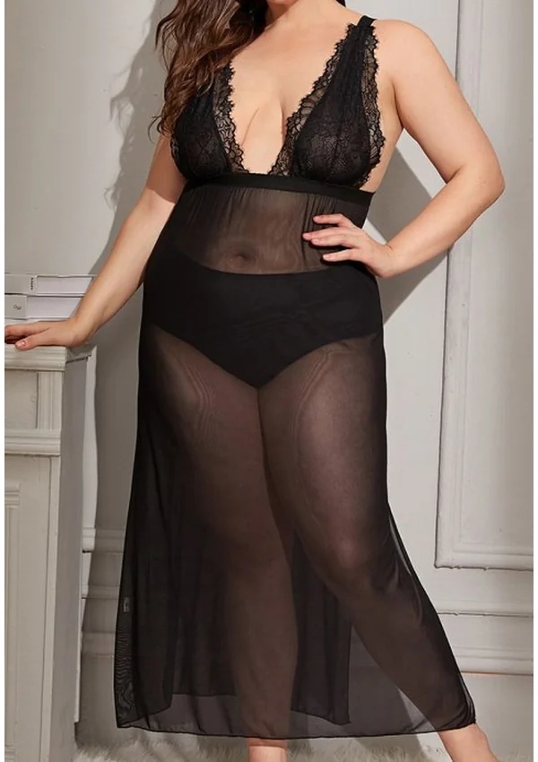 Obsidian Elegance Plus Gown - Black color thumbnail