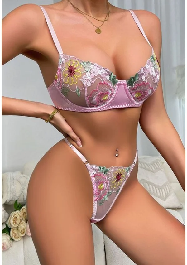 Blossom Charm Bra Set - Pink color thumbnail
