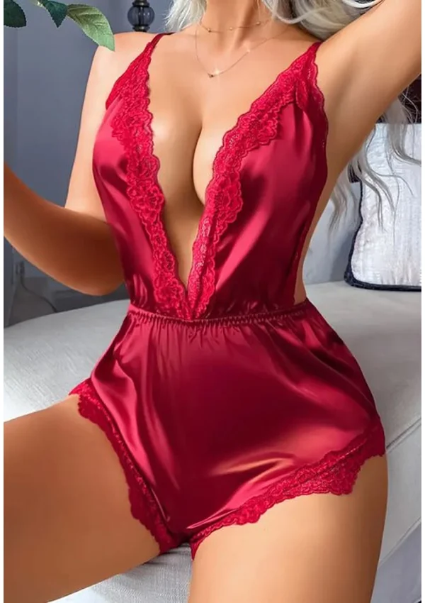 Satin Desire Lace Romper - Product image 1