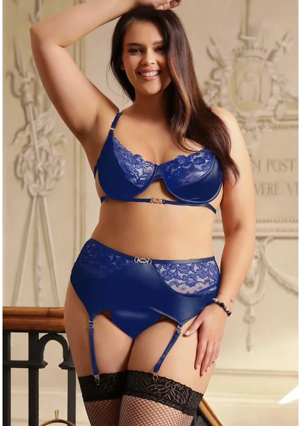 Sapphire Lust Lingerie Plus Set - Navy Blue color thumbnail