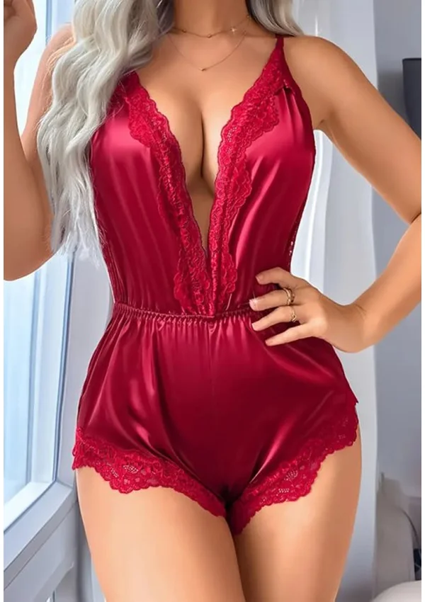 Satin Desire Lace Romper - Product image 3