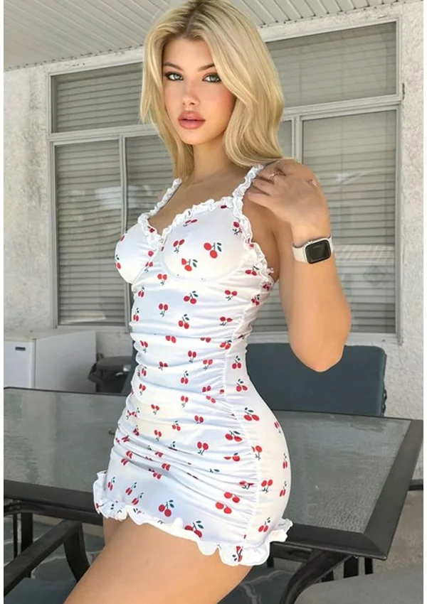Sweet Cherry Chemise - White color thumbnail