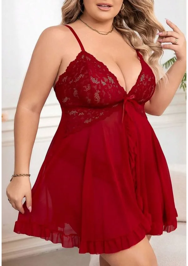 Scarlet Bloom Plus Babydoll - Burgundy color thumbnail