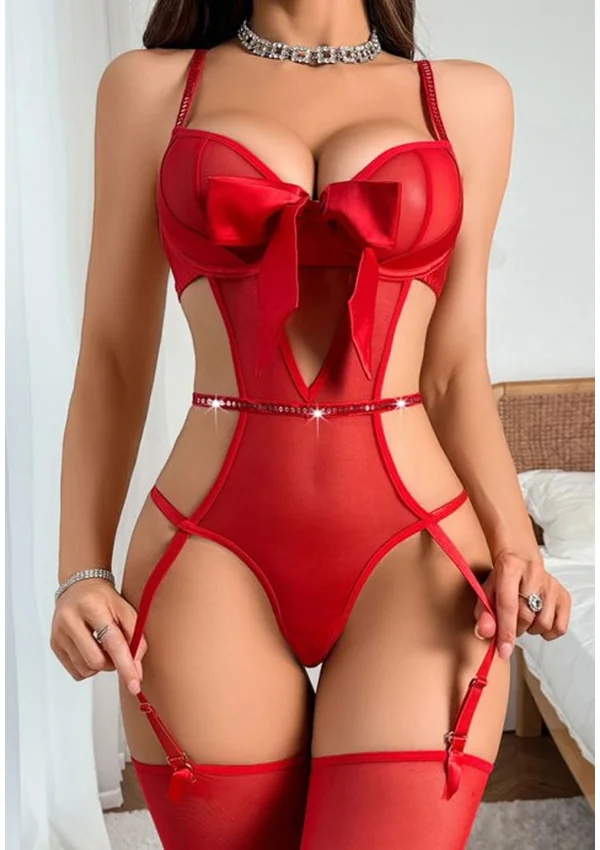 Satin Bow Elegance Teddy Set - Product image 1