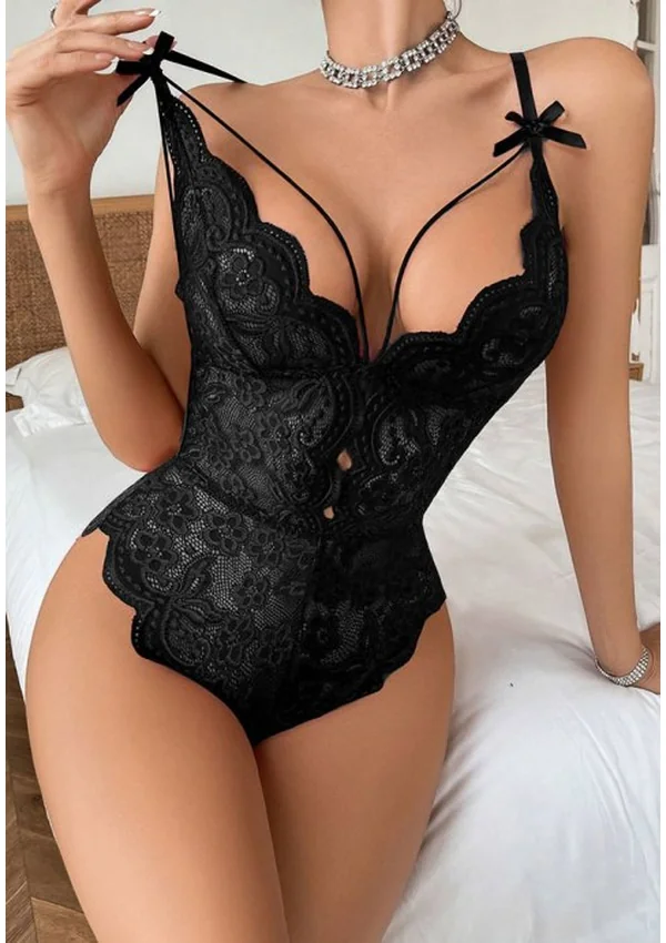 Passion Bloom Lace Teddy - Black color thumbnail
