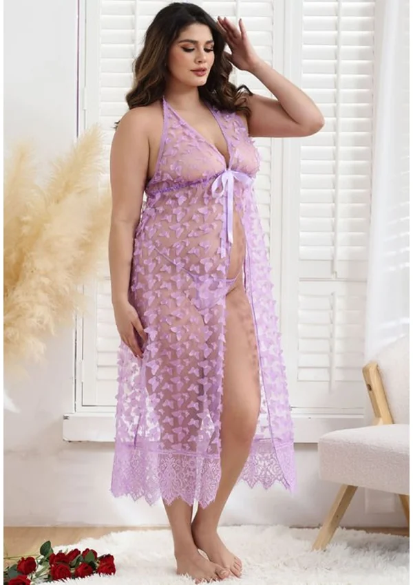 Butterfly Whisper Plus Gown - Light Purple color thumbnail