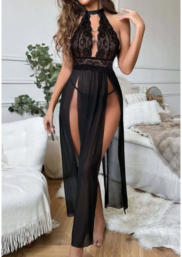 Allure Sheer Gown - Black color thumbnail