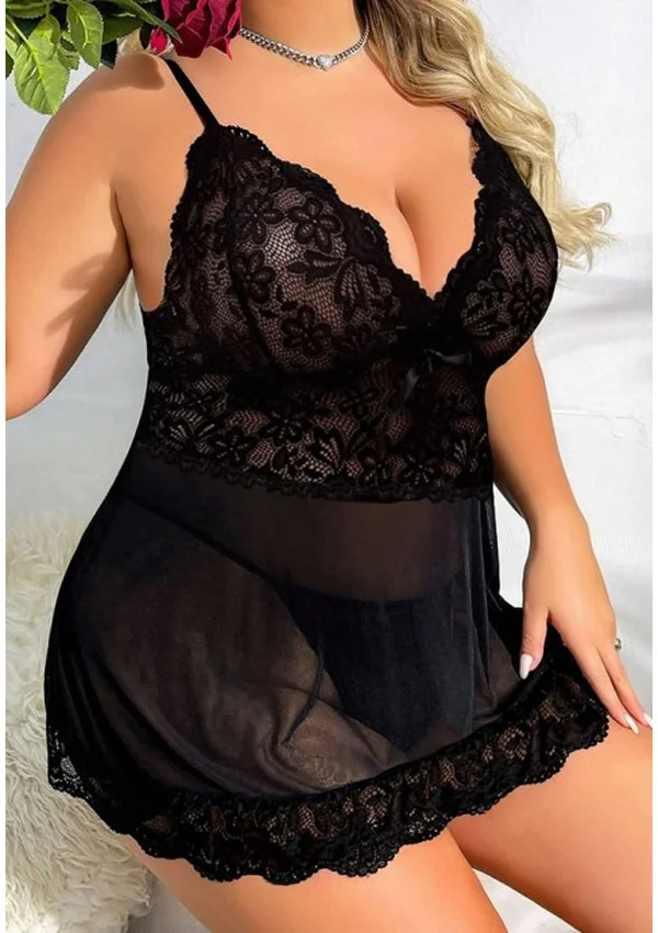 Midnight Bloom Lace Plus Babydoll - Product image 3