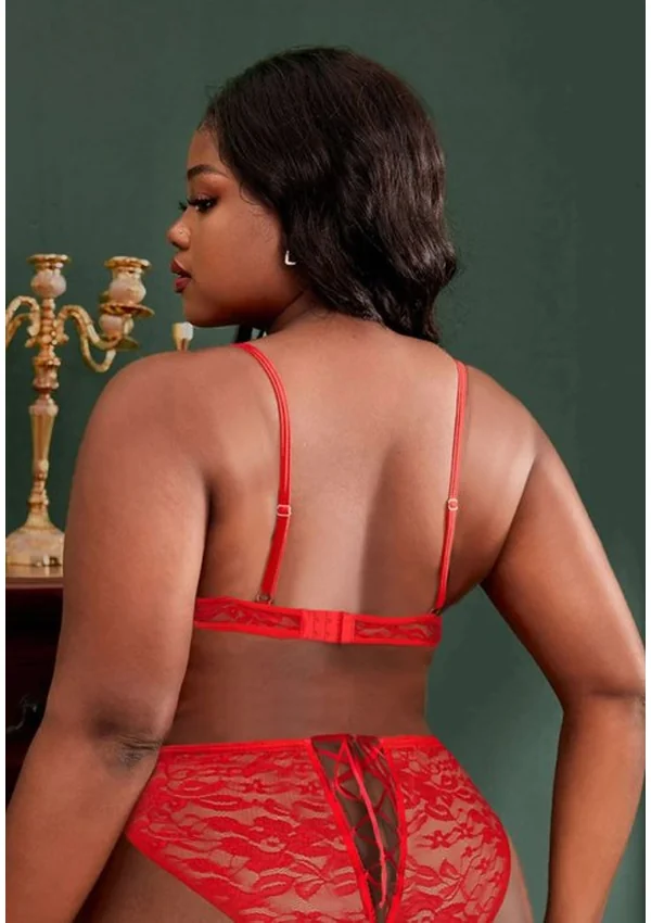 Scarlet Lace Plus Teddy - Red color thumbnail