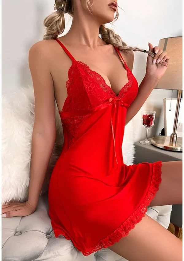 Midnight Lace Nightdress - Red color thumbnail