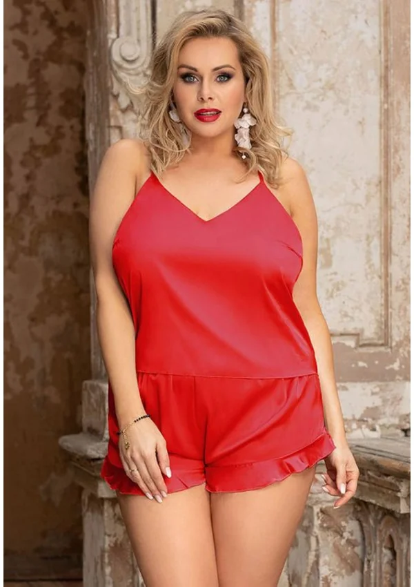 Midnight Satin Elegance Plus Lounge Set - Red color thumbnail