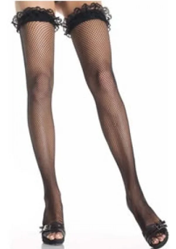 Scarlet Ruffle Fishnet Stockings - Black color thumbnail