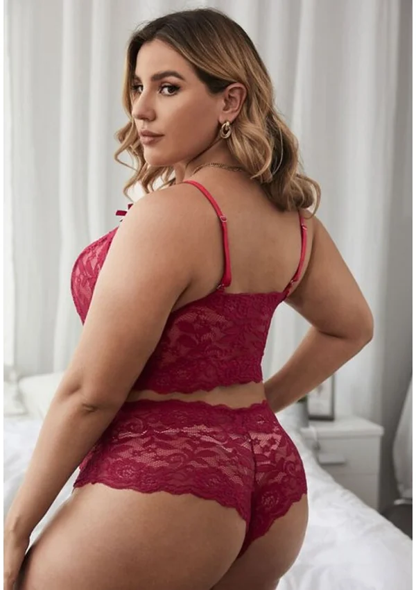 Celeste Charm Plus Bralette Set - Burgundy color thumbnail