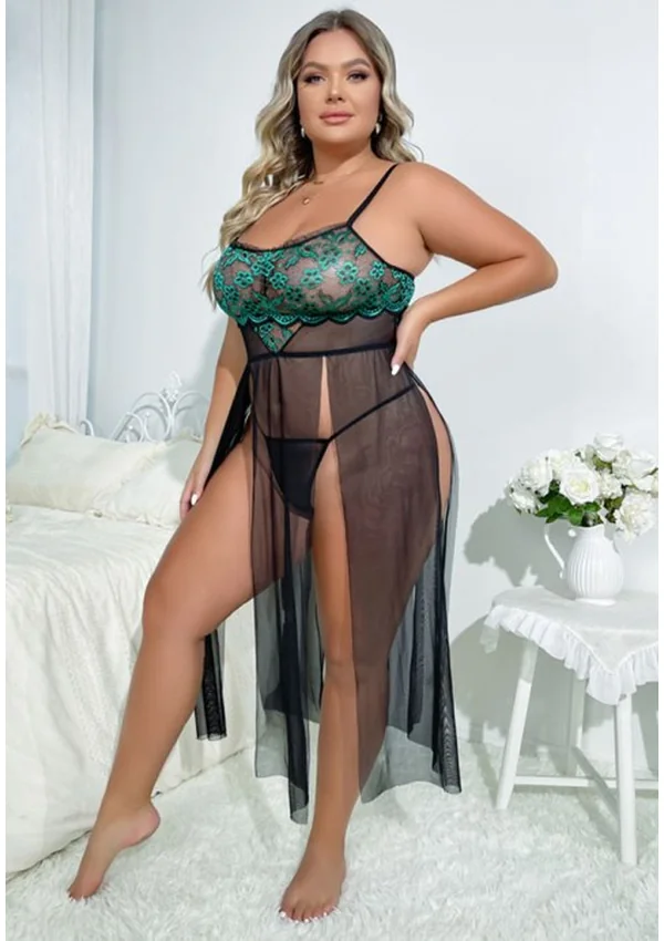 Emerald Dream Plus Gown - Green/Black color thumbnail