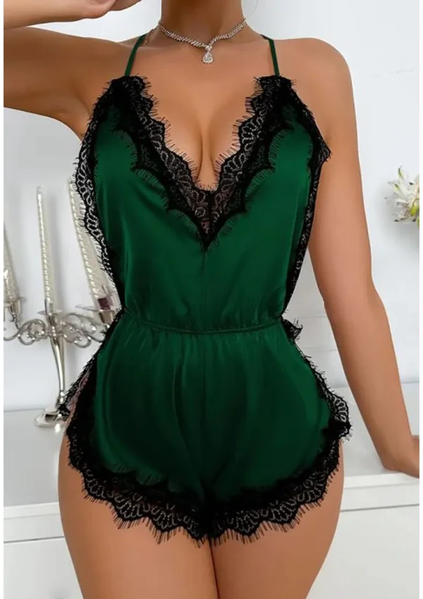 Green Satin Lace Teddy - Product image 2