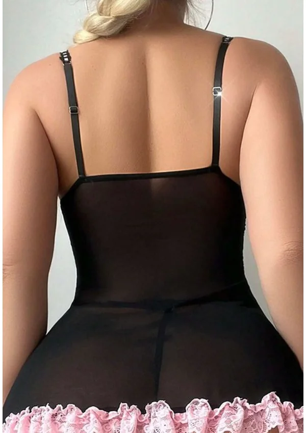 Lace Reverie Babydoll - Black/Pink color thumbnail