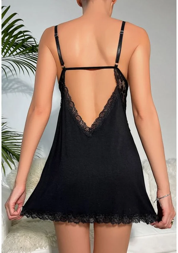 Midnight Lace Nightdress - Black color thumbnail
