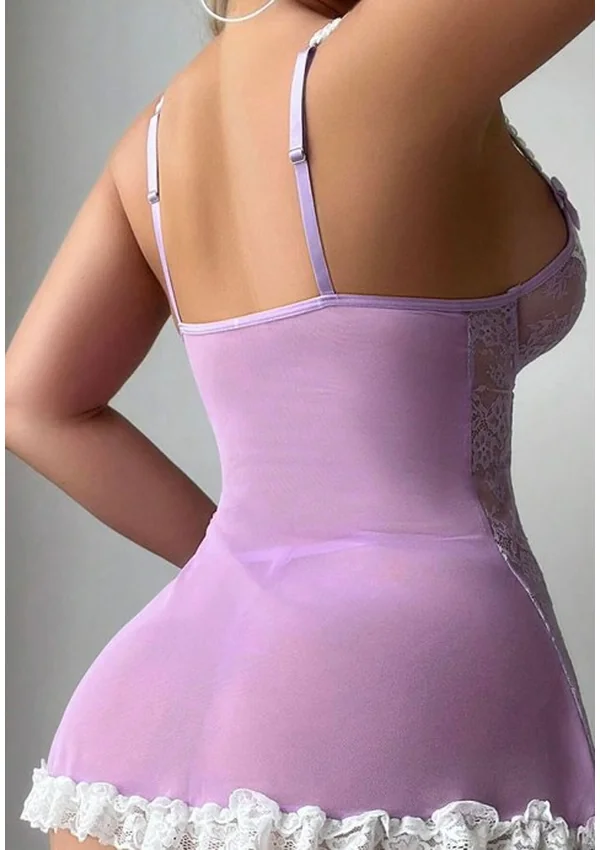 Lace Reverie Babydoll - Purple color thumbnail