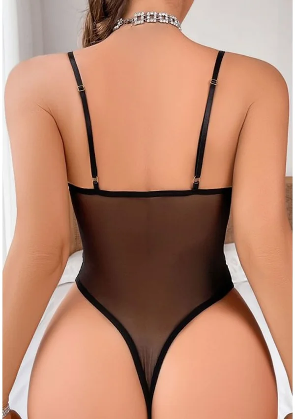 Rose Embroidery Mesh Corset Teddy - Product image 2