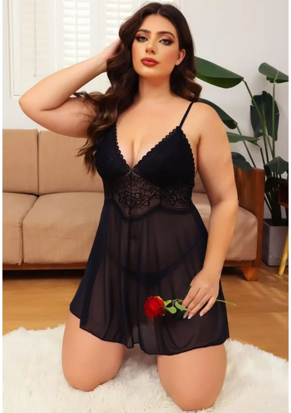 Midnight Charm Lace Plus Nightgown - Product image 7