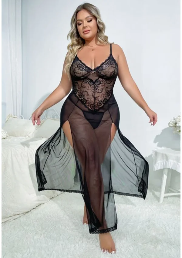 Moonlit Allure Plus Gown - Black color thumbnail