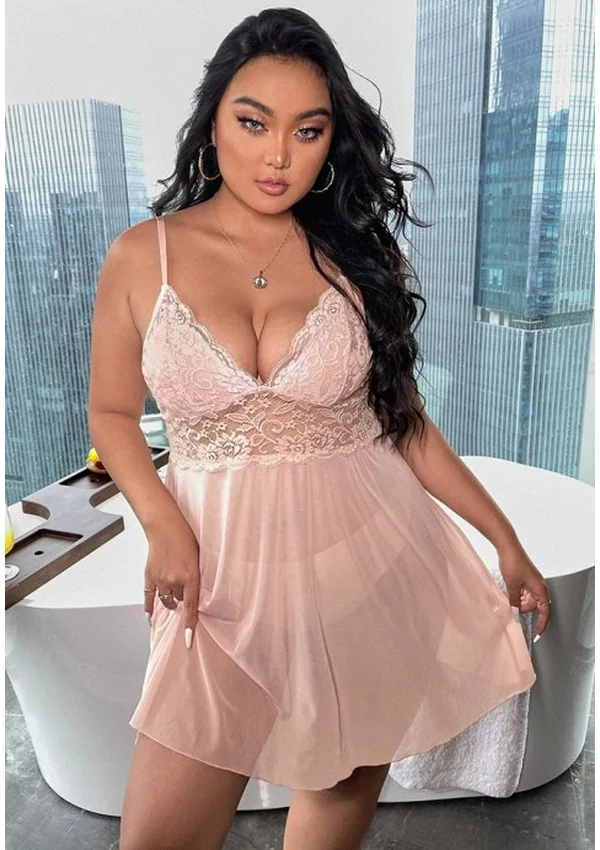 Azure Elegance Plus Nightdress - Beige color thumbnail