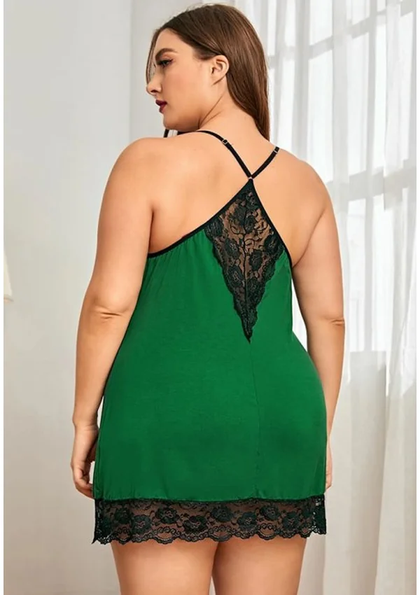 Midnight Allure Lace Plus Nightgown - Green color thumbnail
