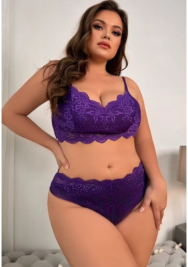 Sweet Bliss Plus Bra Set - Purple color thumbnail