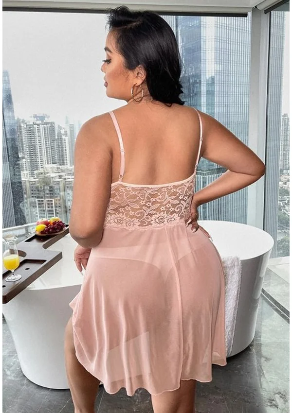 Azure Elegance Plus Nightdress - Beige color thumbnail
