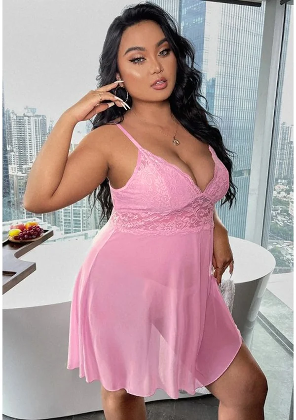 Azure Elegance Plus Nightdress - Pink color thumbnail