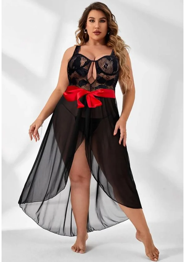 Midnight Bow Elegance Plus Gown - Black color thumbnail