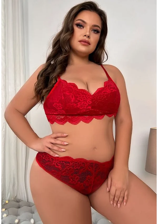 Sweet Bliss Plus Bra Set - Red color thumbnail