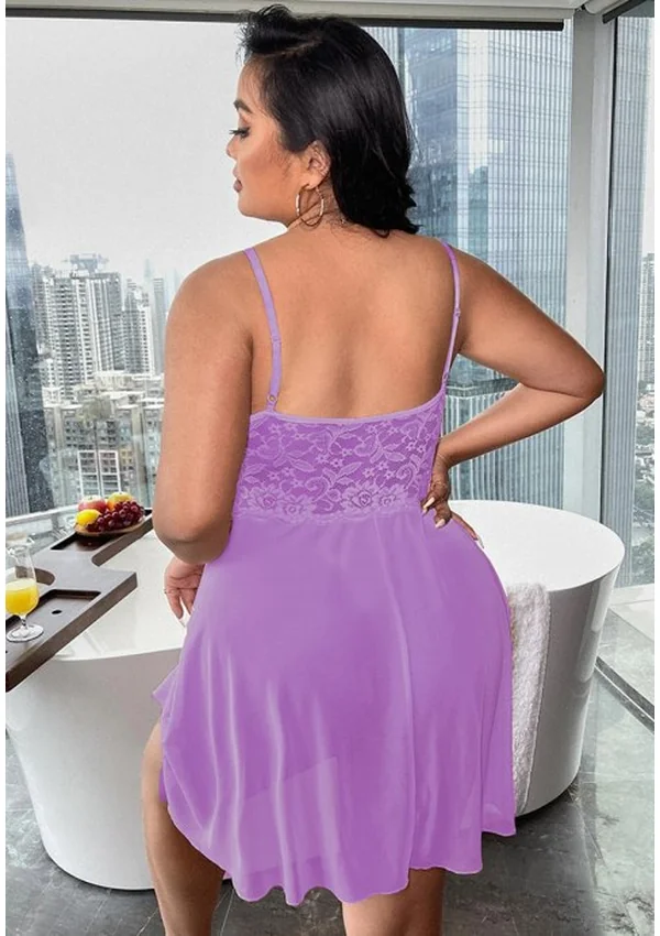 Azure Elegance Plus Nightdress - Purple color thumbnail