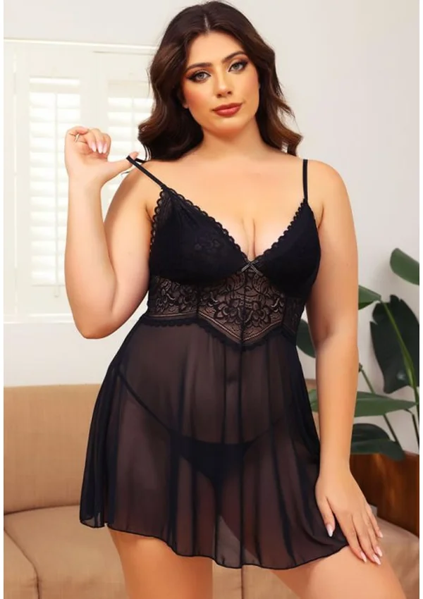 Midnight Charm Lace Plus Nightgown - Product image 3