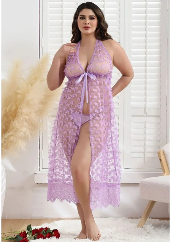 Butterfly Whisper Plus Gown - Light Purple color thumbnail
