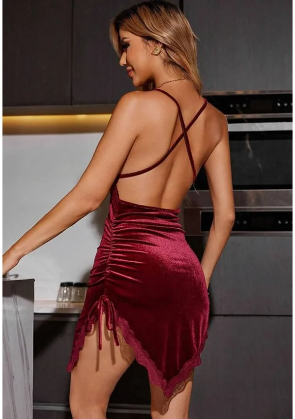Velvet Desire Chemise - Burgundy color thumbnail