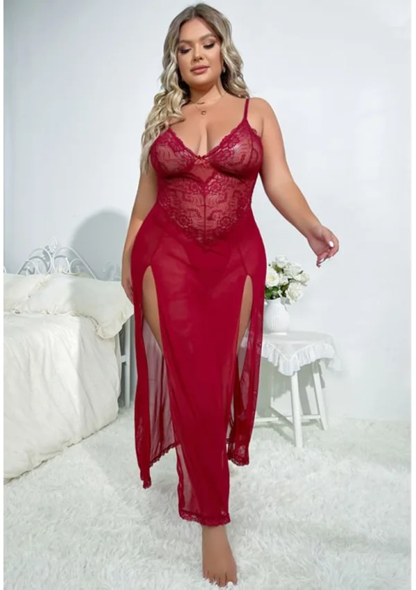 Moonlit Allure Plus Gown - Burgundy color thumbnail